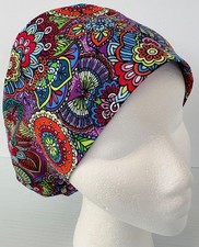 Mosaic Floral Adjustable Medical Slim Lid Surgery Euro Scrub Cap Chef Dental Hat