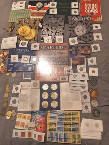 150+ US  & World Coins Collection Lot Folders Red Book Stamps Flips Tokens