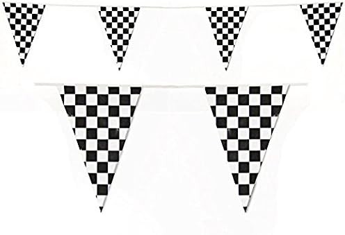 Checkered Flags Black and White 100’ FT Pennant Racing Banner | Black-white - Picture 5 of 6