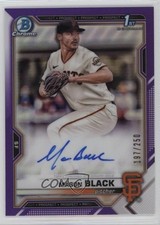 2021 Bowman Draft Chrome Pick Purple Refractor /250 Mason Black Auto 18vm