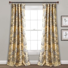 Lush Decor Botanical Garden Curtains Floral 52W x 95L Pack of 2 , Yellow