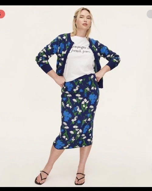 Falda midi suéter floral Kate Spade - Kate Spade azul/verde/blanco XL Foto 2 de 4