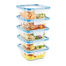Snapware Total Solutions 5-Pack 4 Cup Glass Food Storage Containers Set Airti...