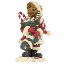 Boyds Bearstone Figurine Kandy Kris Santa Bear w/ Christmas Candy 228440 4.25in