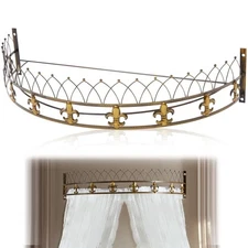 Bed Crown Canopy 31.5x14 inches Wall Mount Metal Gold Curtain Crown Antique 