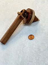 Vintage Wooden Spinning Top w/Hand Launcher -Handcrafted Hardwood