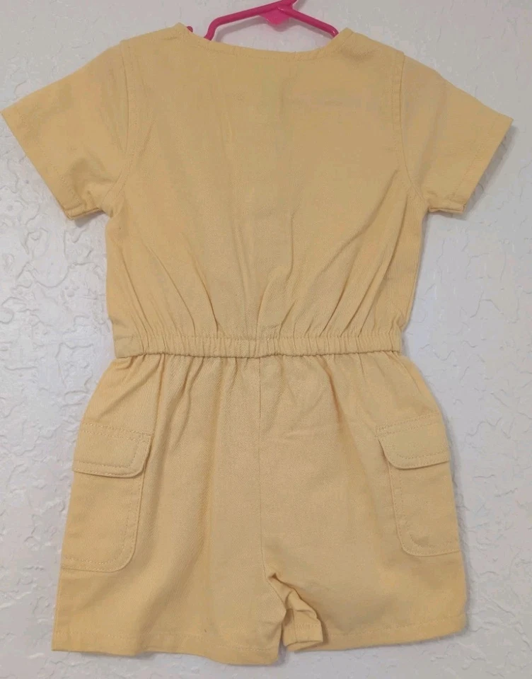 Mameluco amarillo manga corta volantes bordado floral talla 3T Little Lass Girls Foto 2 de 4