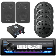 JVC KD-X38MBS 1 DIN LED Stereo Receiver, 4x 5.25" Speakers, 2x 4" Speakers, Amp