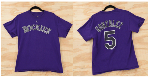 Colorado Rockies Carlos Gonzalez #5 MLB Majestic Jersey T-Shirt Mens Medium