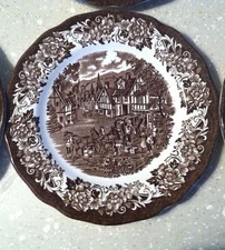 J & G Meakin Dessert Plate Stratford Stage Royal Staffordshire Ironstone Brown 