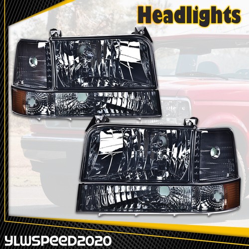 Pair Headlights W/ Corner Signal Bumper Lamps Fit For 92-96 Ford F150 F250 F350 - Picture 13 of 15
