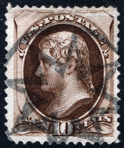 US Sc 161 Brown 10¢ 1873 CBN p.12 Black NYFM (Herst-Sampson 930) Cancel - 第 1/1 張圖片