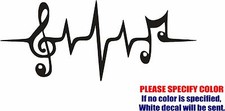 Music Note Heartbeat Graphic Die Cut decal sticker Car Truck Boat Window 7"