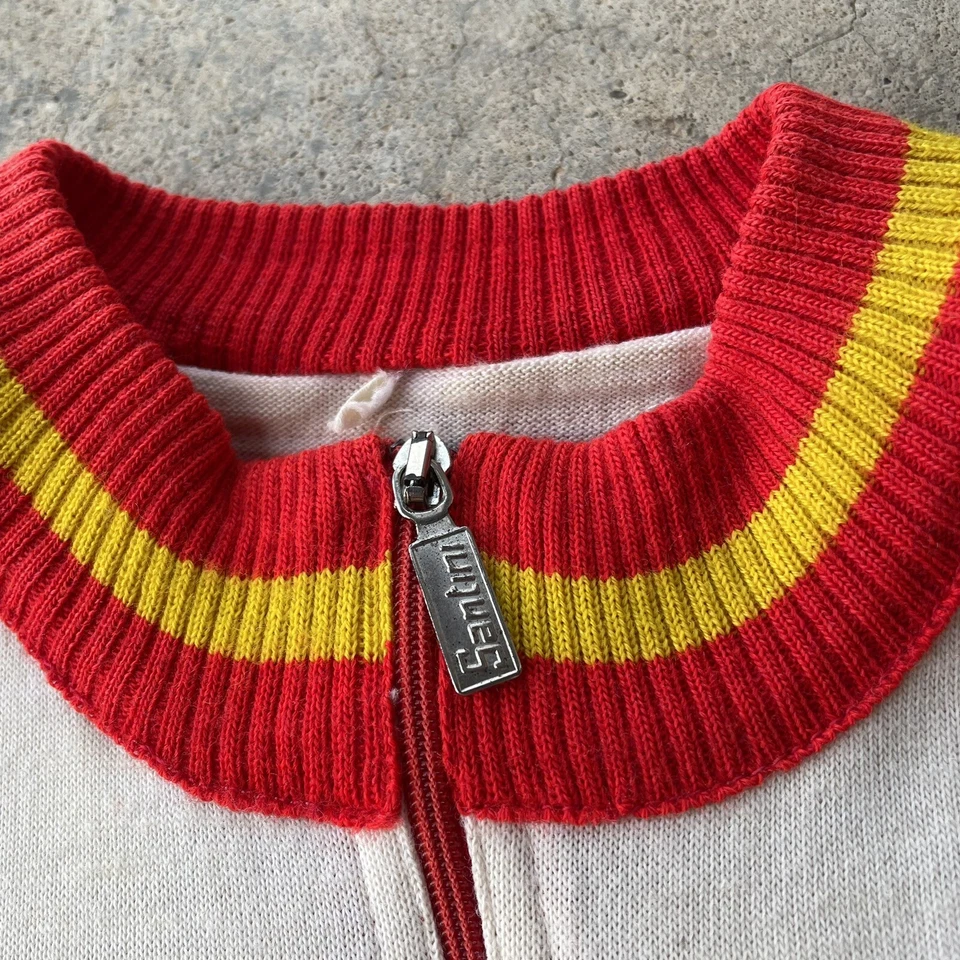 Camiseta deportiva de ciclismo de colección Santini Turín Basso Italia lana Sidi Shimano puntada de cadena MD Foto 4 de 4