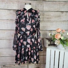 Highline Collective Floral Cold Shoulder Ruffle Romantic Dress Small