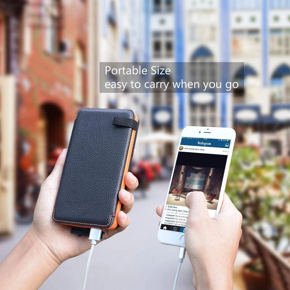 4 Panels Solar Power Bank Waterproof 25000mAh Fast charger Pack USB Battery - Image 2 of 4