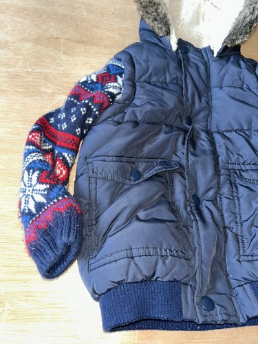 Navy Coat, 2-3 Years, Fair Isle Print, Fully Lined - Picture 5 of 11