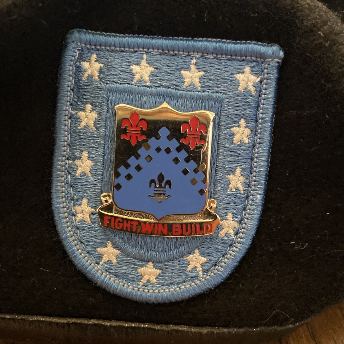●ANOETIC● ANC LOGO POINT WOOL BERET_GREY Wool Army Beret With 439th Engineer Battalion Crest Pin