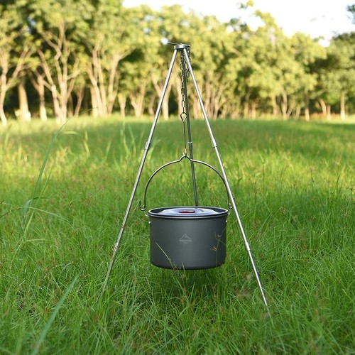 NEW Aluminum Camping Tripod Cookware for Outdoor Picnic Cooking Pot Grill - Bild 1 von 7