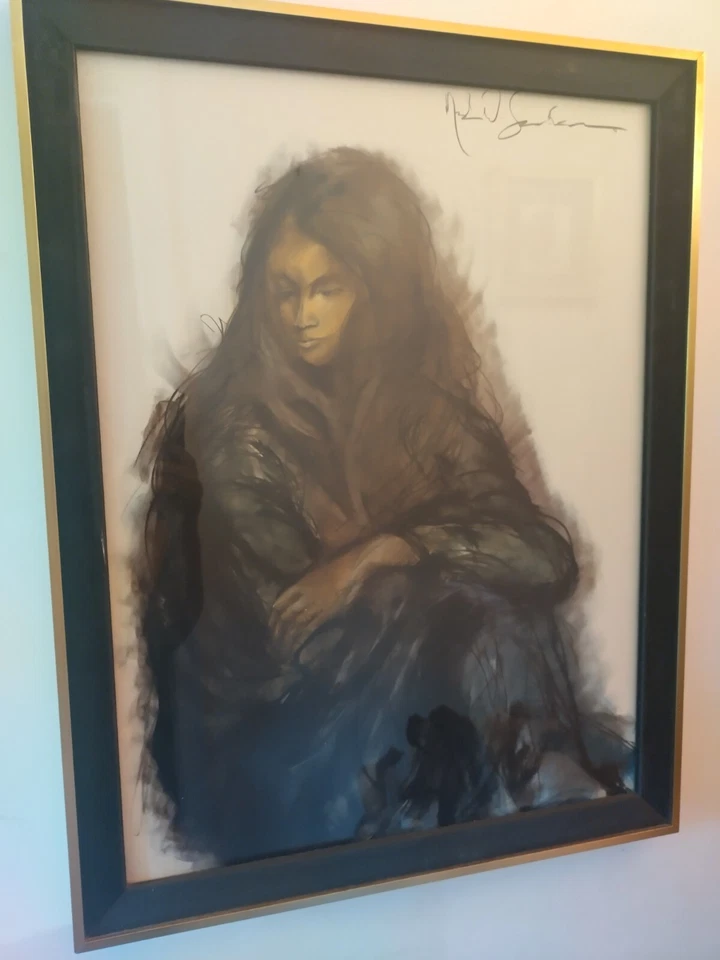 NEAL E SWANSON Abstracto MODERNO VINTAGE LÁPIZ DIBUJO CARBÓN LITOGRAFÍA IMPRESIÓN Foto 3 de 4