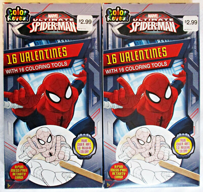 Lot of 2 Ultimate Spider-Man Color Reveal 16 valentines in box Marvel NEW