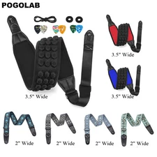 POGOLAB Guitar Strap 2"/3.5" Wide Air Cell Cushions Neoprene Padded Strap Locks