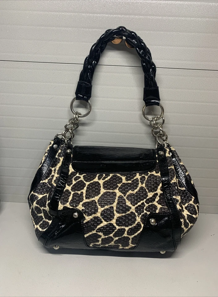 Stuart Weitzman Leopard  Print Twist lock Satchel Shoulder Bag Purse~Classy! - Image 3 of 4