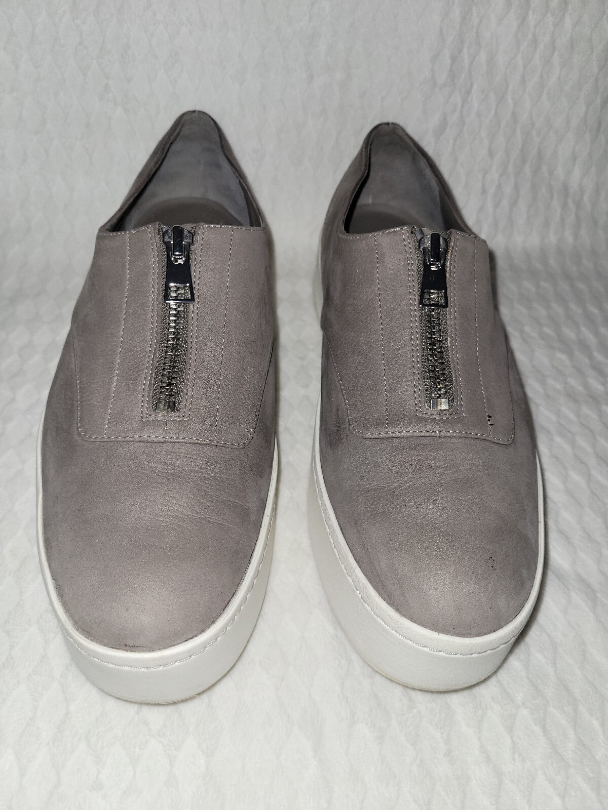 Vince Platform ZipFront Sneakers Gray NubuckLeath… - image 11