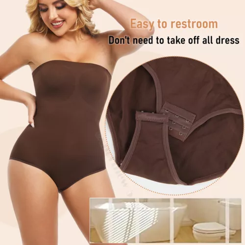 Body donna modellante a compressione senza spalline modellante controllo pancia tubetop - Foto 30 di 42