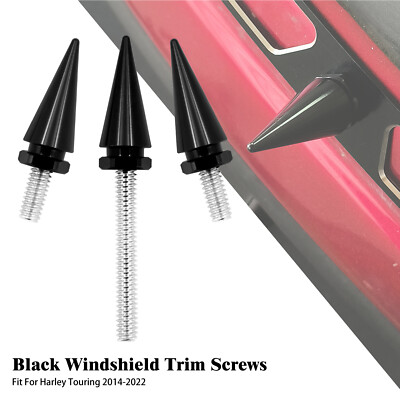 3x Schwarz Spitze Windschutzscheibe Schraube Für Harley Electra Street Glide 14+