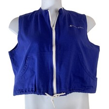 Vintage Champion Vest Size Small Made in USA Zip Up Cotton Blue Purple