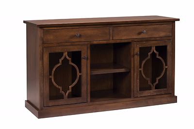 Amish Transitional Server Buffet Bellamy Solid Wood Glass Doors 68''W
