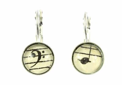 Noten und Violinschlüssel Ohrringe Cabochon Miniblings Notenblatt Partitur 12mm - Bild 1 von 4