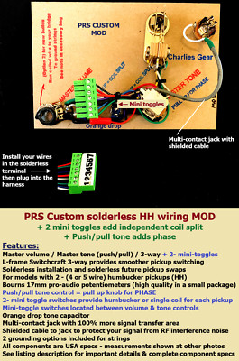 PRS CUSTOM MOD Solderless HH Wiring Upgrade + Independent Coil split +Phase