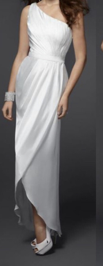 bebe one shoulder white dress Bebe One Shoulder Dress / Gown Silk Ivory