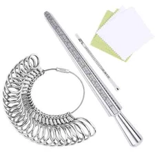 Ring Sizer Measuring Tool Aluminum Ring Mandrel 27 Pcs Premium Metal Ring Measur