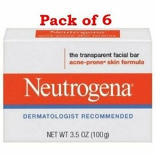 Neutrogena Transparent Facial Cleansing Bar Soap Acne Prone Skin 3.5 oz 6 Pack