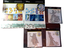 Disney 5 pc:  3 metal cutting dies Anna, Elsa, Cinderl & 2 Scene paperpads NEW