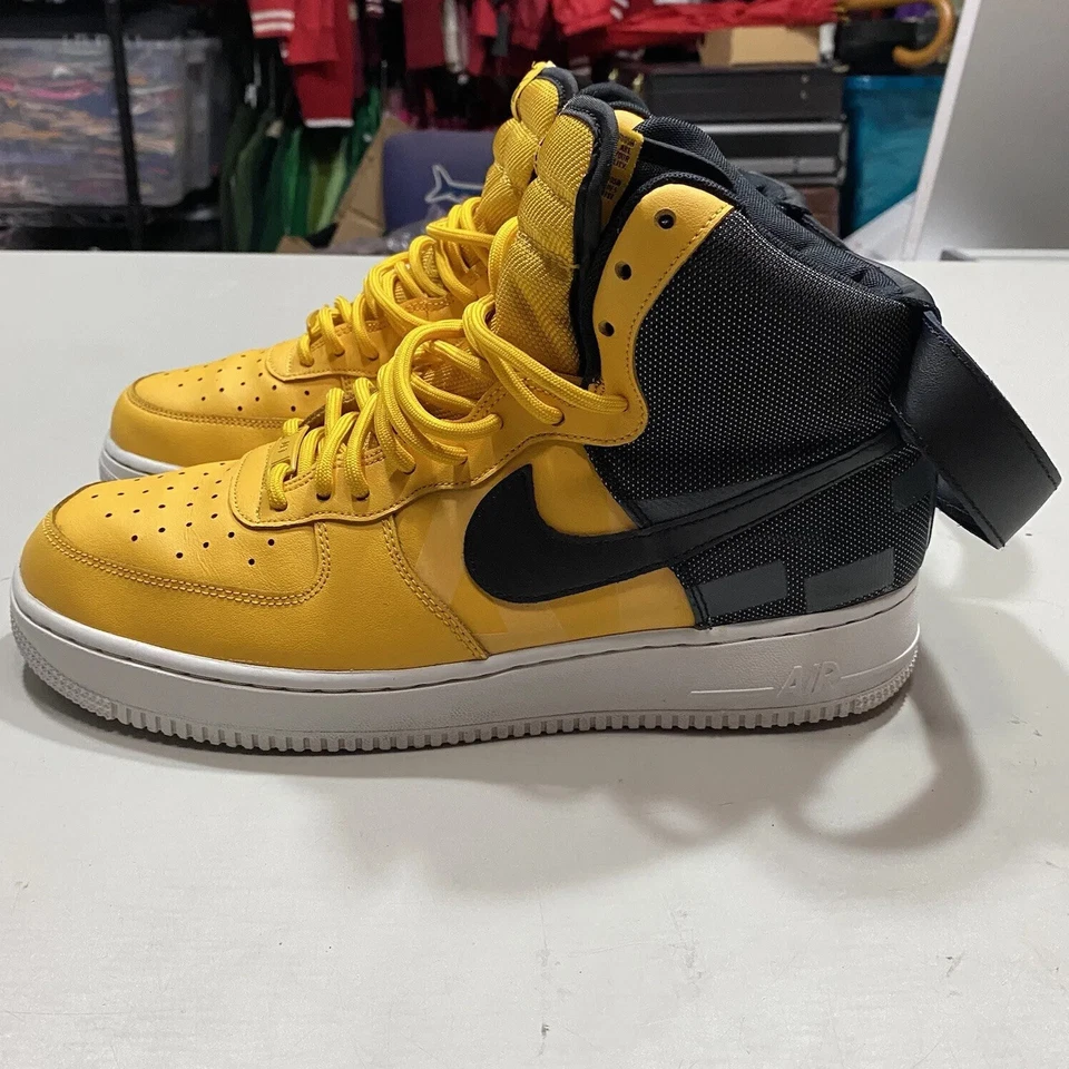 Nike Air Force 1 “Ochre” High Yellow / Black + Straps -Mens Sz: 10.5 #AV8364-700 - Image 2 of 4