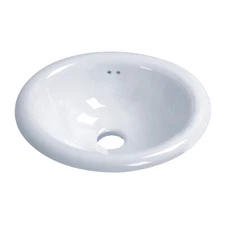 Lily Oval Shaped Drop-In Bathroom Vanity Sink 17-1/2" X 15-1/2" White Porcelain