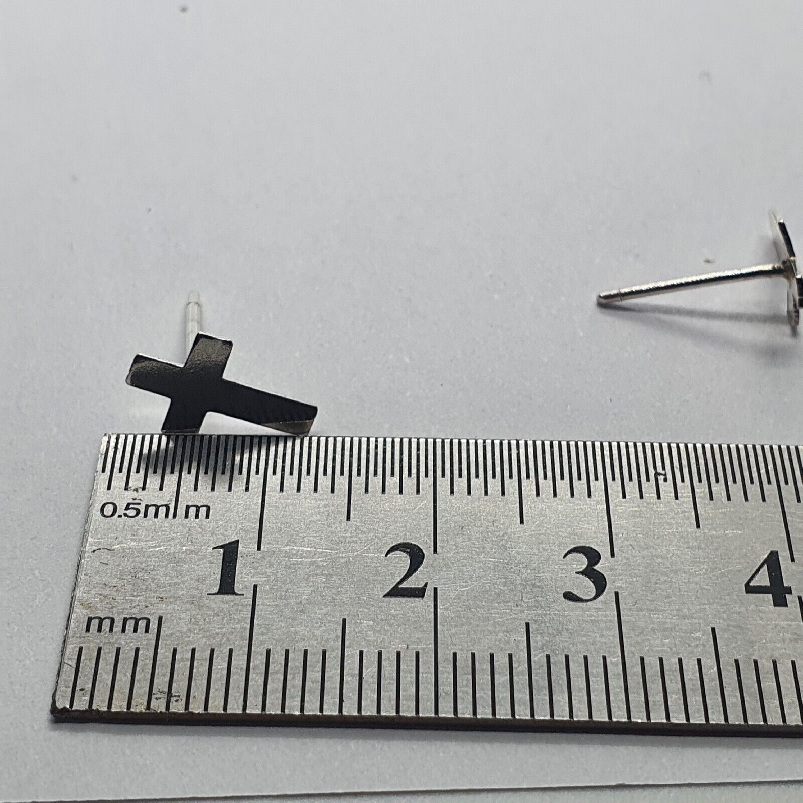 Solid Sterling Silver 925 Religious Cross Stud Ea… - image 8