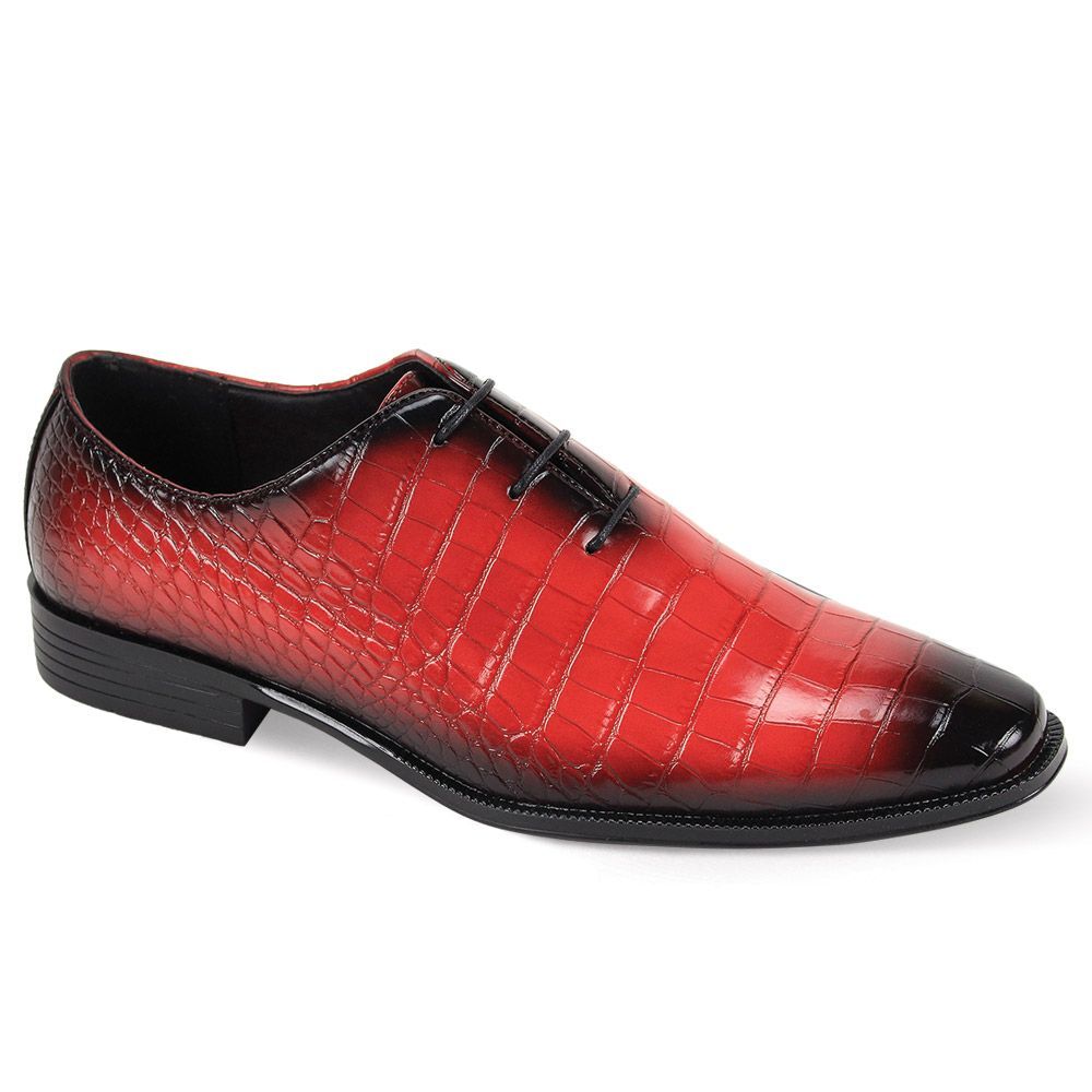Mens Red Black Color Fade Exotic Print Oxford Dress Shoes  display picture 3