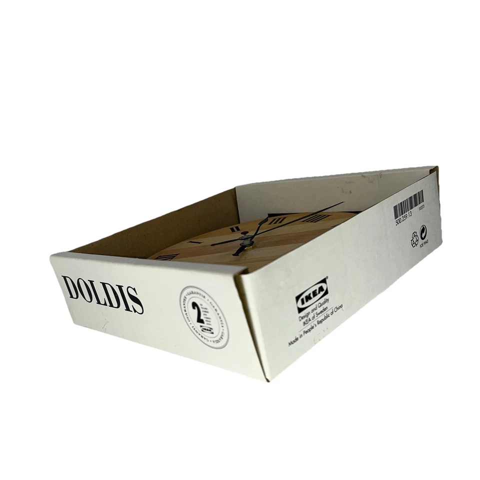 Vintage Doldis Ikea IKEA Relógio de Parede Redondo de Madeira Numerais Pretos Na Caixa - Imagem 4 de 4