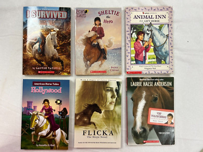 Horse novels (6) Sheltie, Survived, Flicka, Hollywood,Trickster & Gift Horse