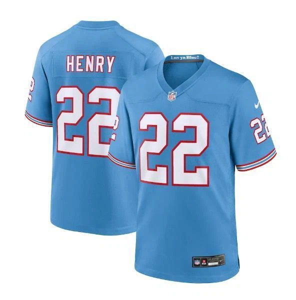 Derrick Henry Titans Men ight Blue Oilers Throwback Jersey All