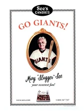 2006 See's Candies Print Ad, Mary Slugger See Portrait San Francisco Giants Bat