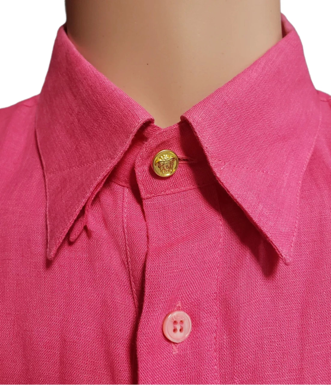 Camicia di lino rosa S S 2012 Look #31 Versace Runway per uomo 39 M (15 1 2")