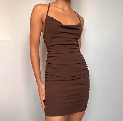 sachin and babi light blue dress Caprice Sheer Embellished Bodycon Mini Dress in Deep Cocoa main image 1
