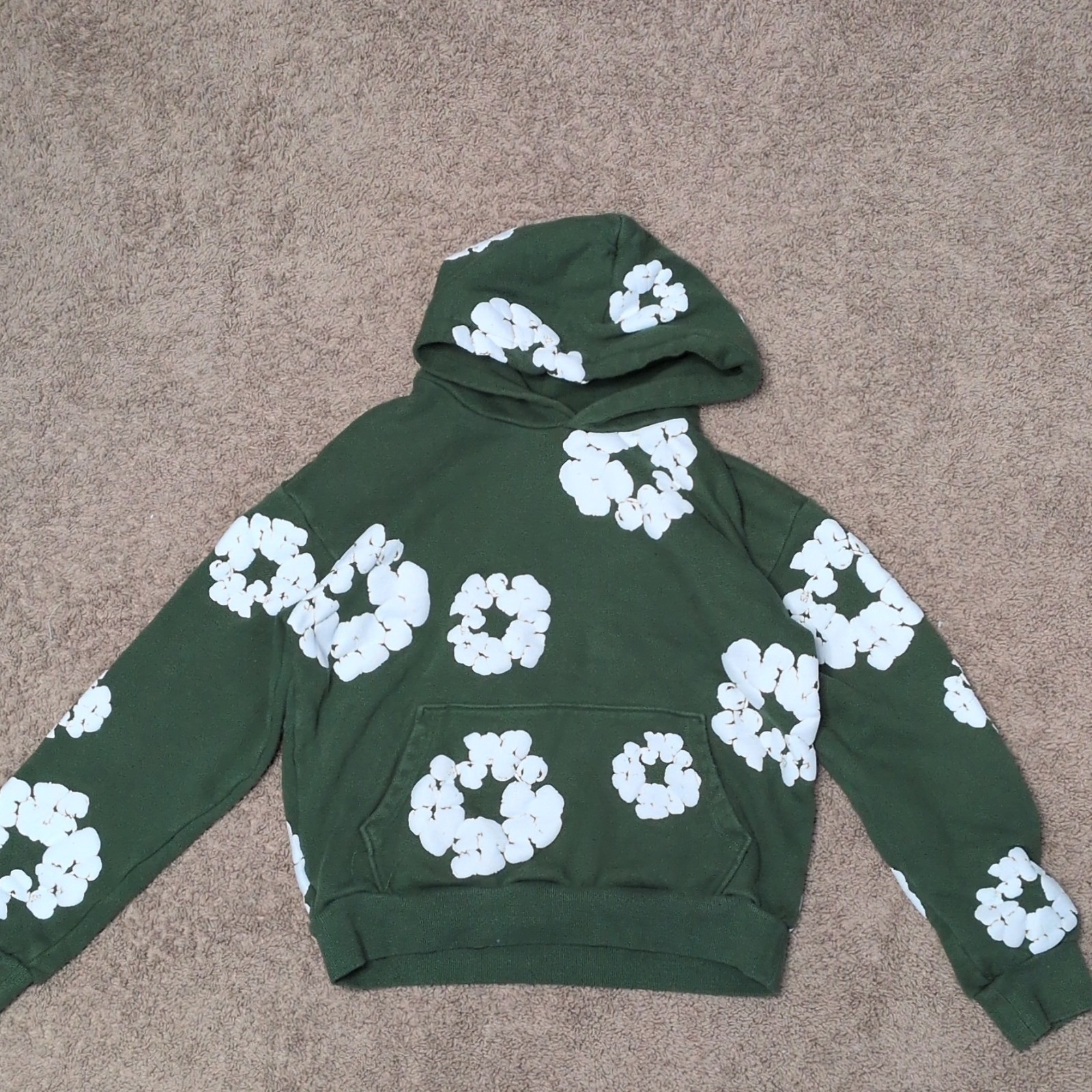 DENIM TEARS Green Graphic Print Pullover Hoodie Cotton Medium Men