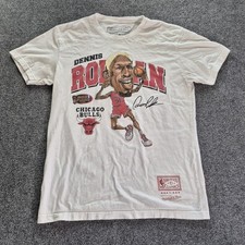 Mitchell & Ness Dennis Rodman 96 Finals Bulls Vintage T Shirt Size Medium White